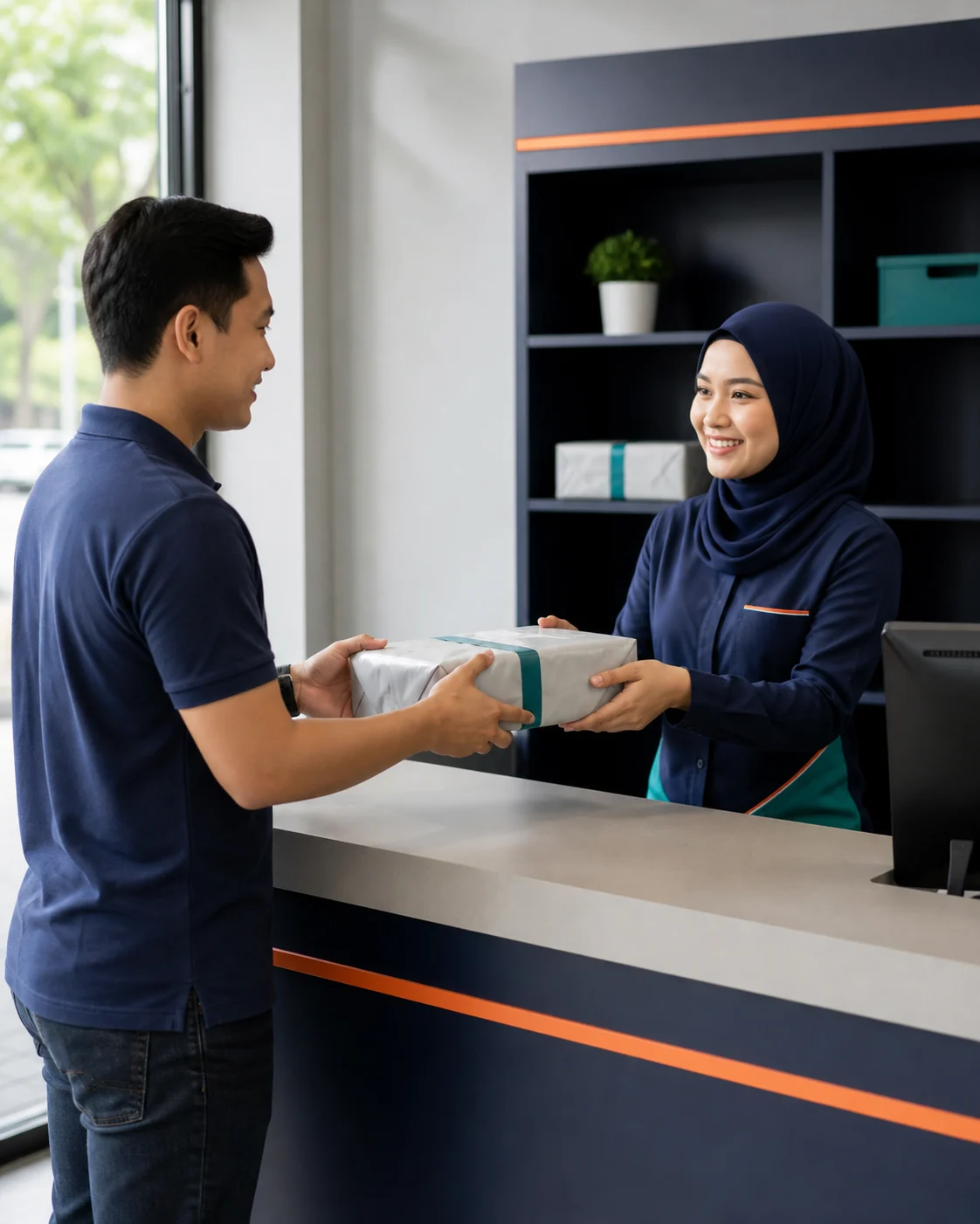 Customer collecting a parcel at an iExpress outlet