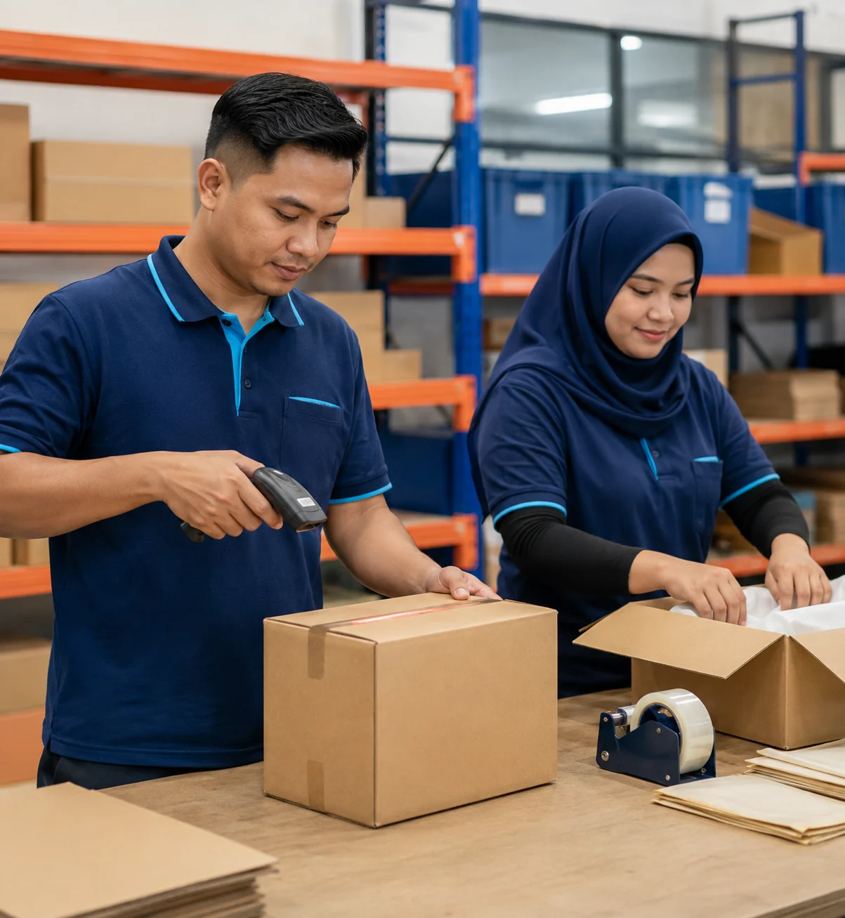 iExpress fulfillment team scanning and packing parcels